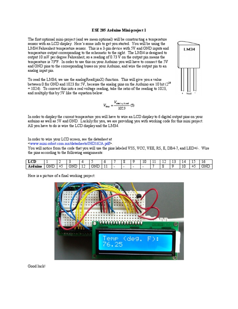 Arduino Temperature Sensor Project | PDF