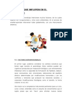 Factores que influyen en el aprendizaje: intrapersonales, ambientales y biológicos