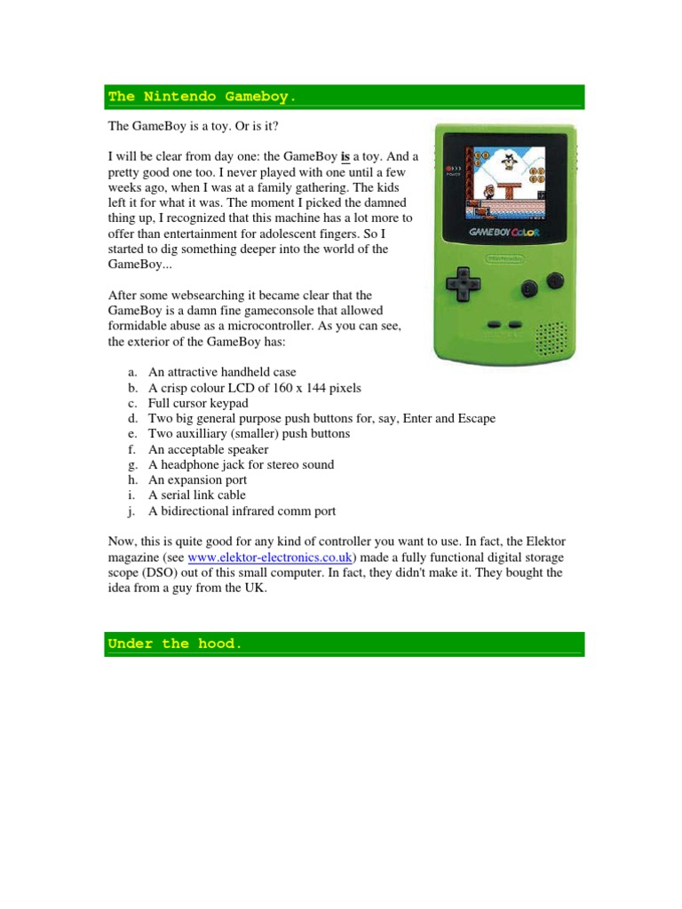 sti Også Tilpasning The Nintendo Gameboy | PDF