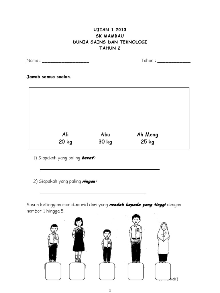 Soalan Sains Tahun 4 Akhir Tahun 2019 - 13 Descargar