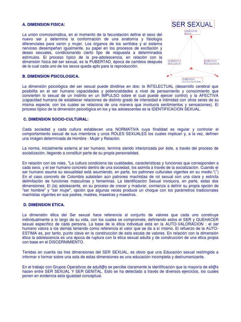 Dimensiones de la Sexualidad Humana | PDF | La sexualidad humana | Hombre