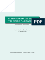 De Sousa Santos Boaventura - La reinvencion del estado y el estado plurinacional.pdf