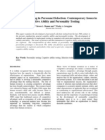 Psychological Testing in Personnel Selection - Contemporary Issues