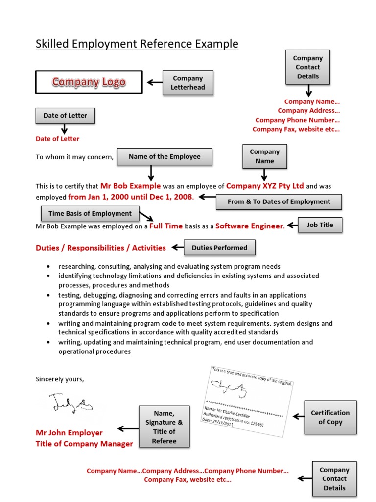ACS Skilled Employment Reference Example | PDF | Specification ...