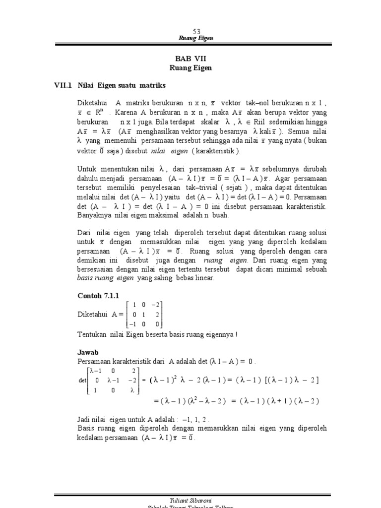 Basis Ruang Eigen dan Diagonalisasi | PDF