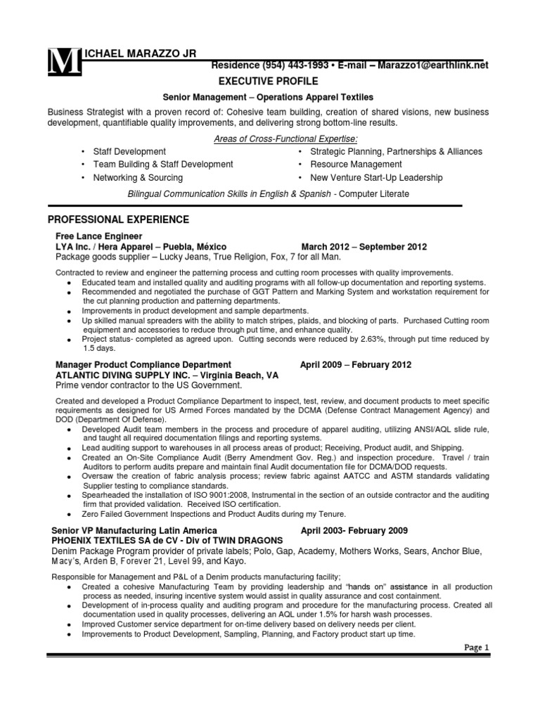 Chris Marazzo's ISO Resume Overview | PDF | Audit | Iso 9000