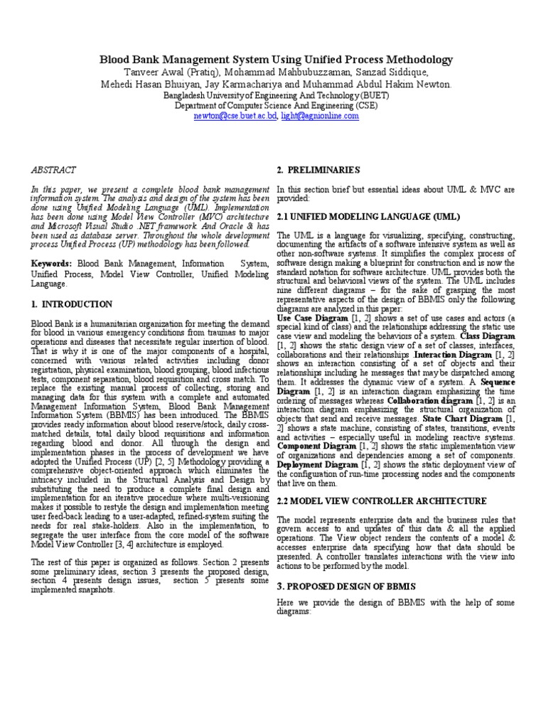 Blood Bank Management System Design | PDF