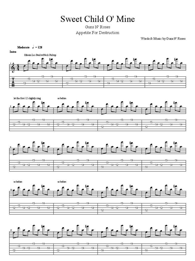 Guns N' Roses Sweet Child O' Mine Testo