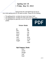 Spelling Unit 15-Parent Letter Green