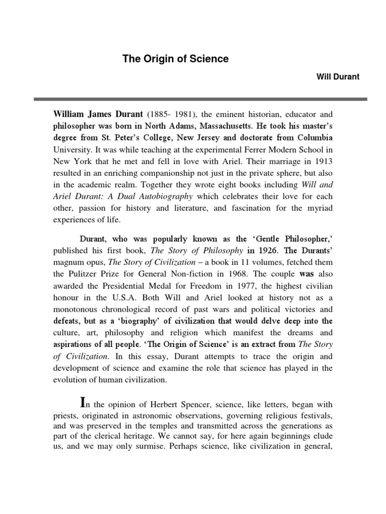 The Origin of Science With Notes PDF Religion And Belief Wellness