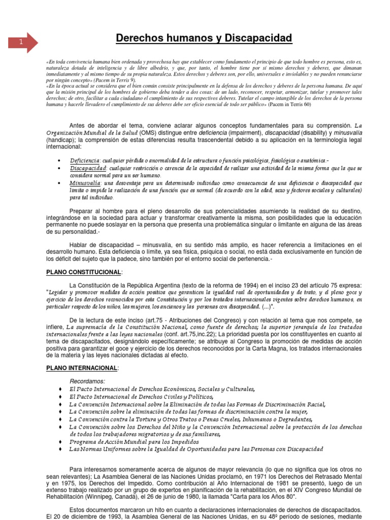 Derechos Humanos y Discapacidad: Conceptos Clave | PDF | Invalidez ...
