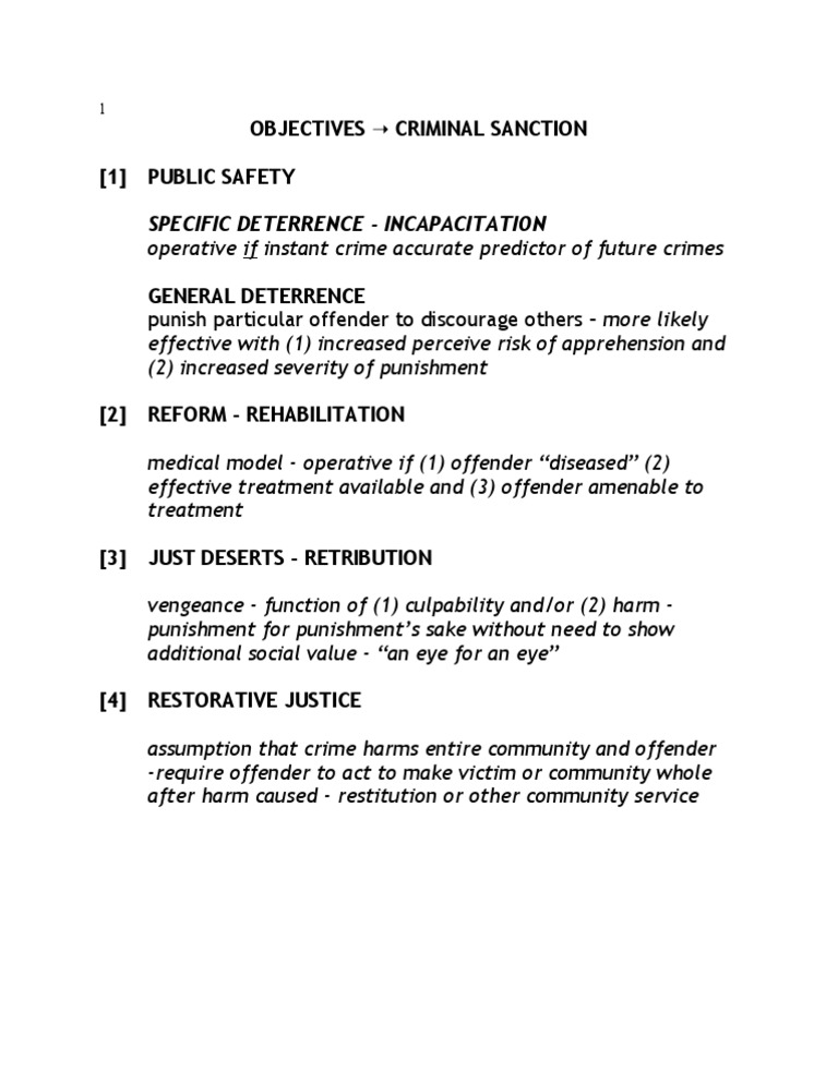 Criminal Sanction Objectives Explained | PDF