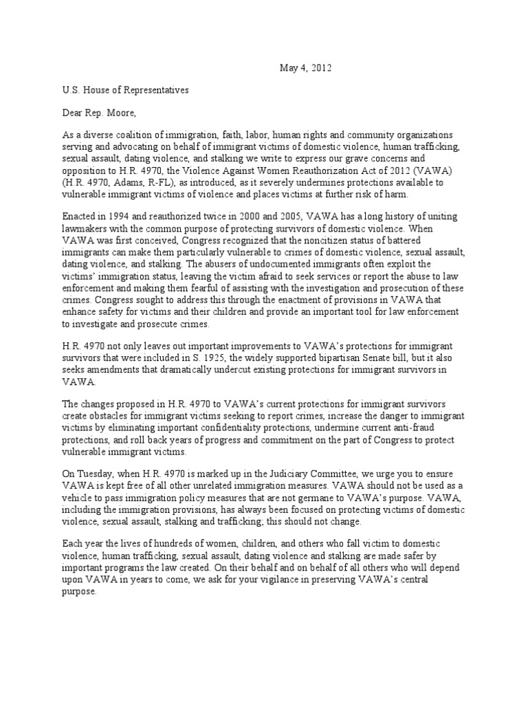 100 Group Opposition Letter | PDF | Victimology | Domestic Violence