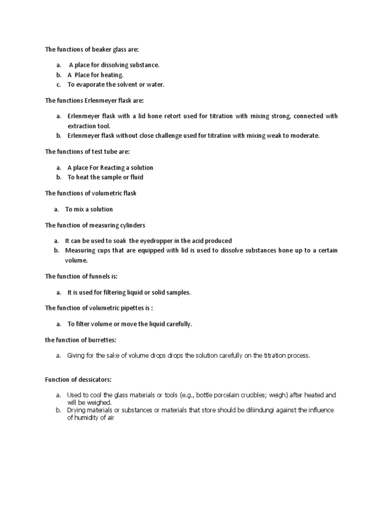 The Functions of Beaker Glass Are
