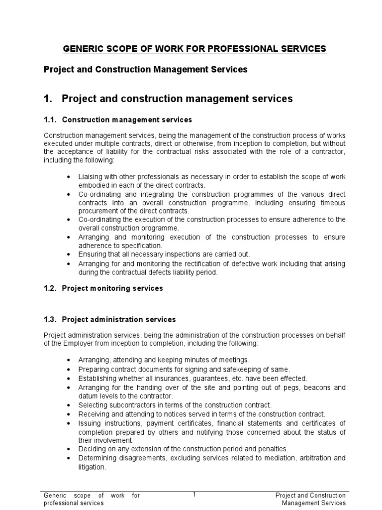 Construction Management Scope Overview | PDF | Construction Management ...