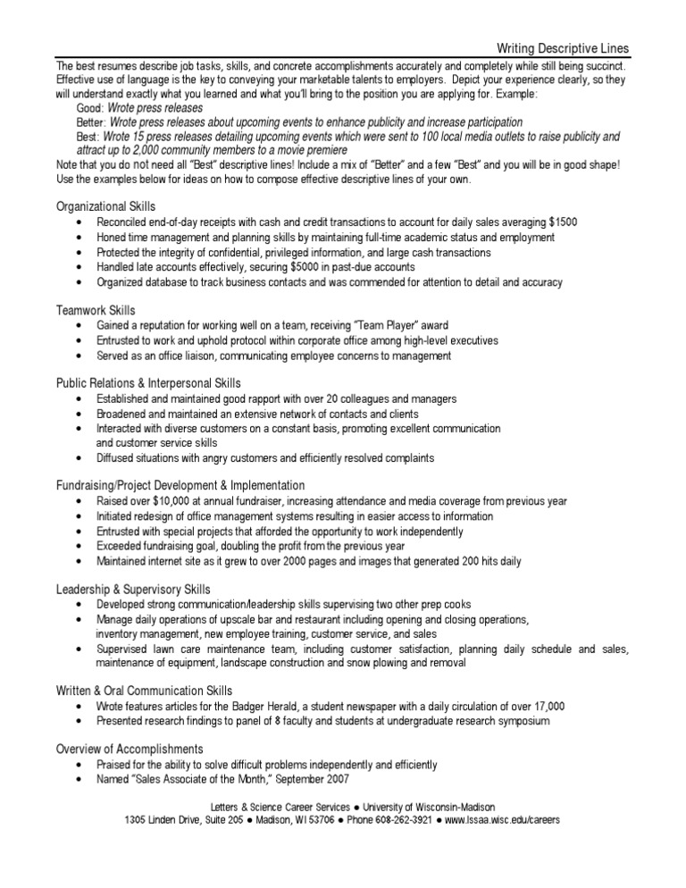 Crafting Effective Resume Descriptions | PDF | Employment | Fundraising
