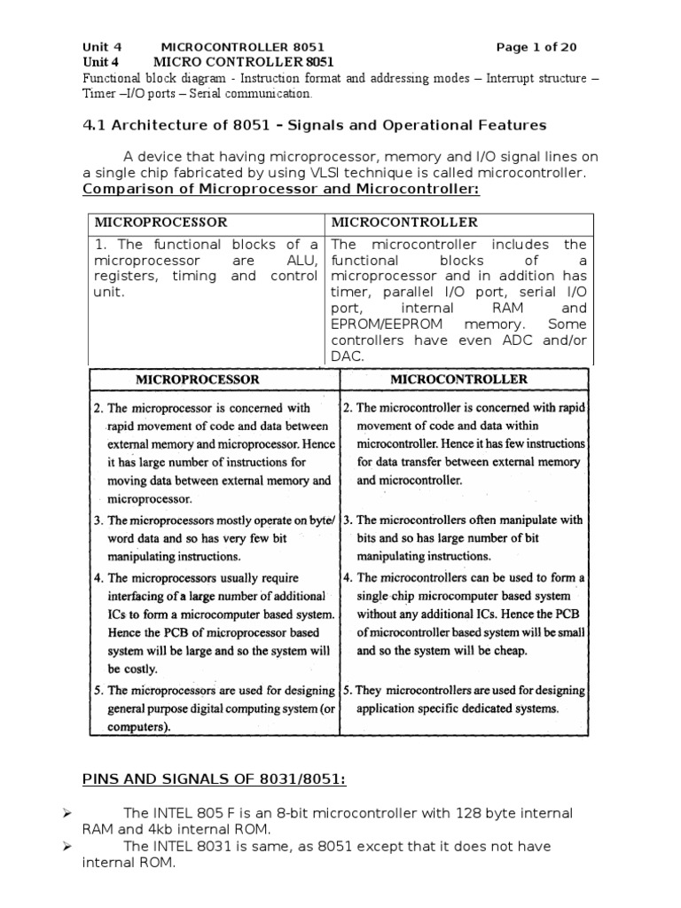 Unit 4 micro controller 8051 pdf microcontroller instruction set