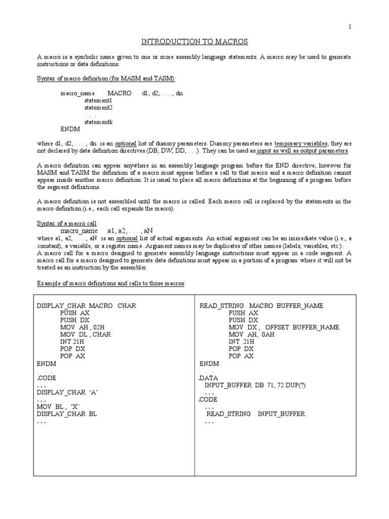 Introduction To Macros | PDF