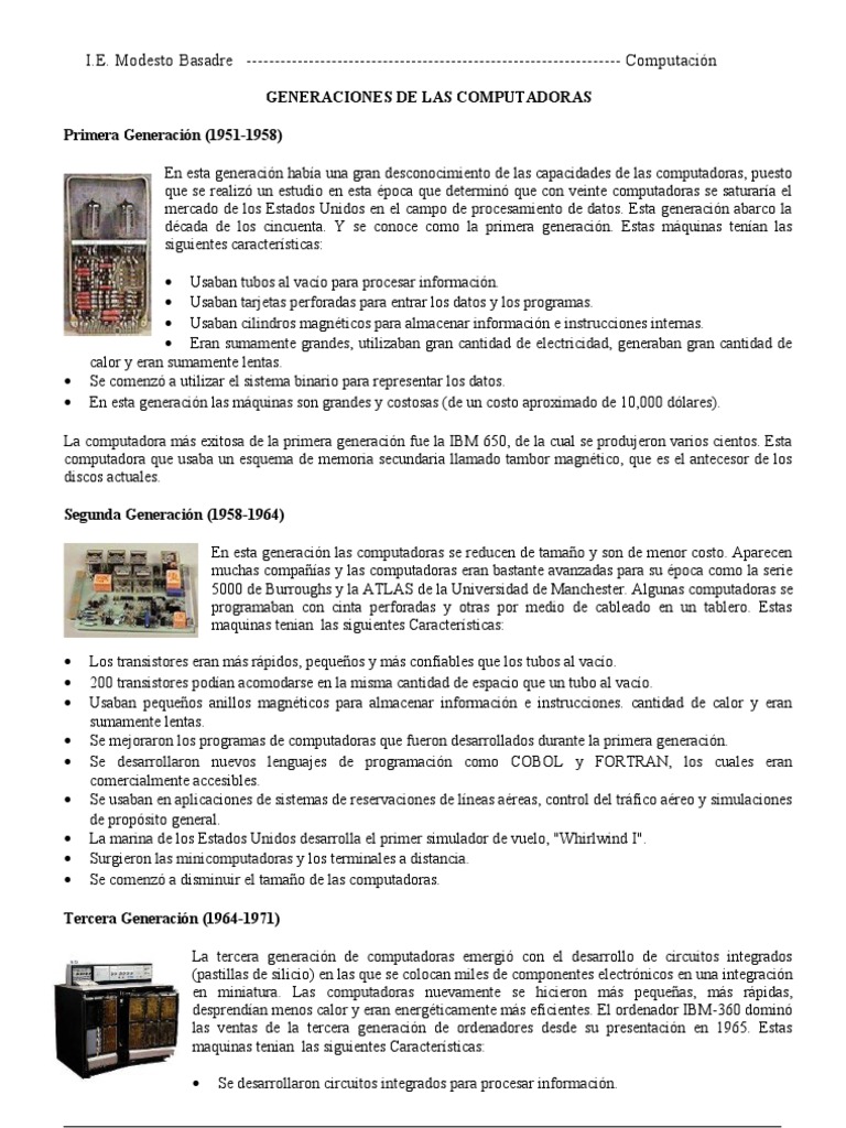 Cuarta Generación de Computadoras | PDF | Circuito integrado ...