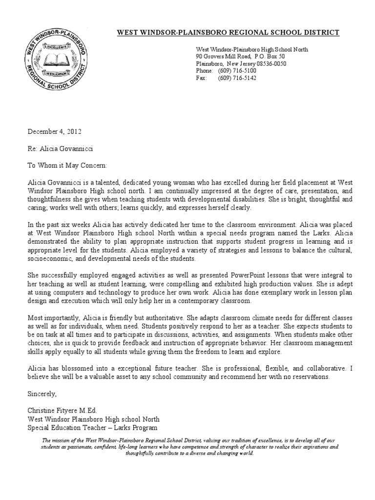 Recommendation Letter | Special Education | Competence (Human Resources)