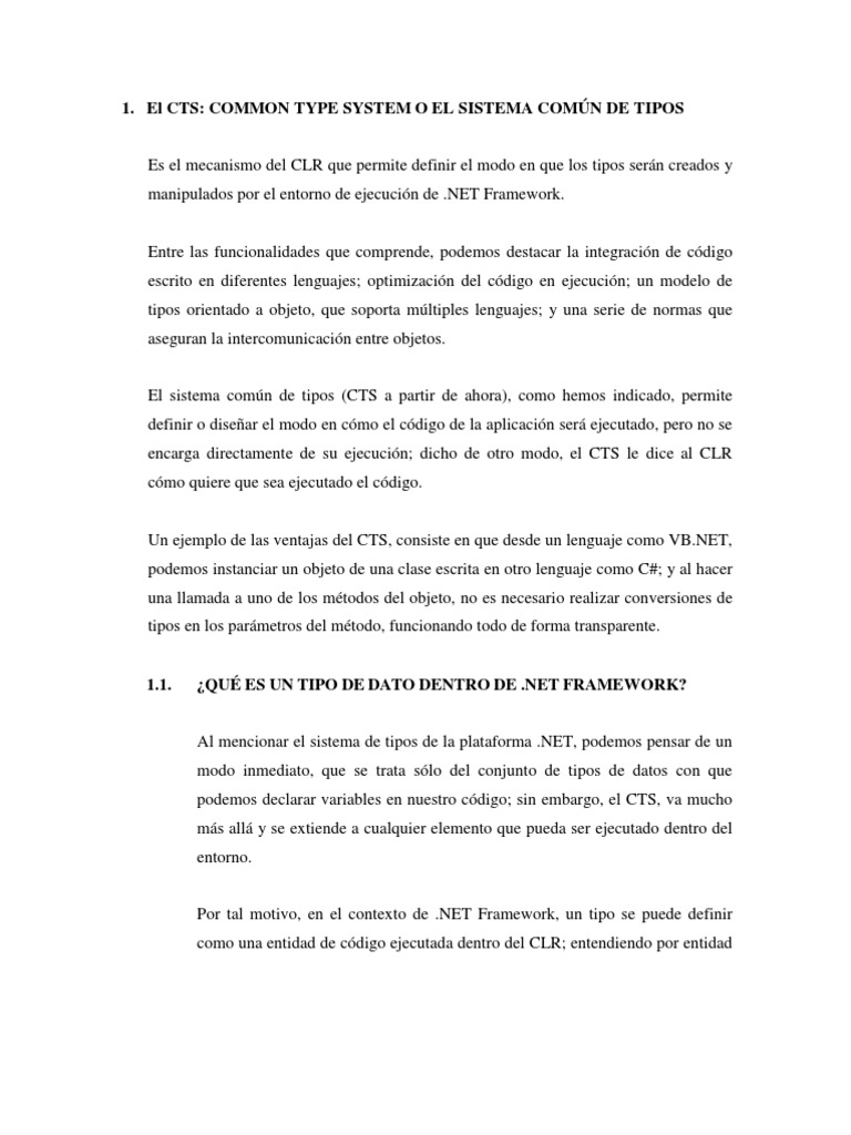 El Sistema Común de Tipos en .NET | PDF | Poco | .NET Framework