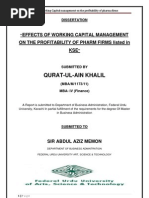 Download Thesis on effect of working capitl management on profiability of business by Quratulain Khalil SN138832731 doc pdf