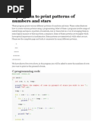 C Program To Print Patterns of Numbers and Stars