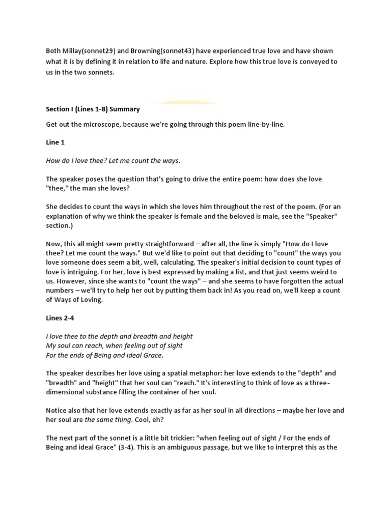 Sonnet 43 Notes Poetry Rhyme