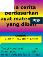 Bina Cerita Berdasarkan Ayat Matematik Yang Diberi