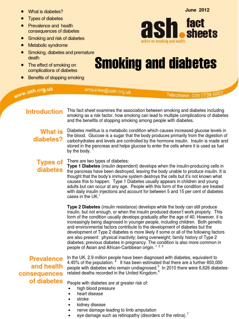 Smoking and Diabetes PDF Diabetes Mellitus Diabetes Mellitus Type 2