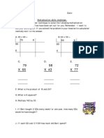 Multiplication skills challenge worksheet