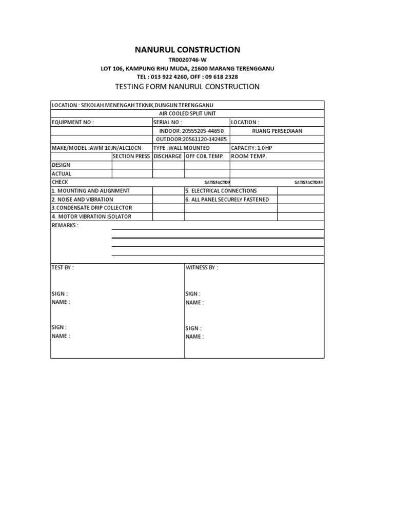 Testing Form | PDF | Home & Garden | Technology & Engineering