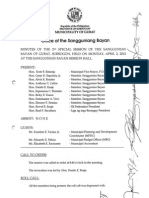 Minutes of Sangguniang Bayan April 2012: Disapproval of 15.7 M Projects