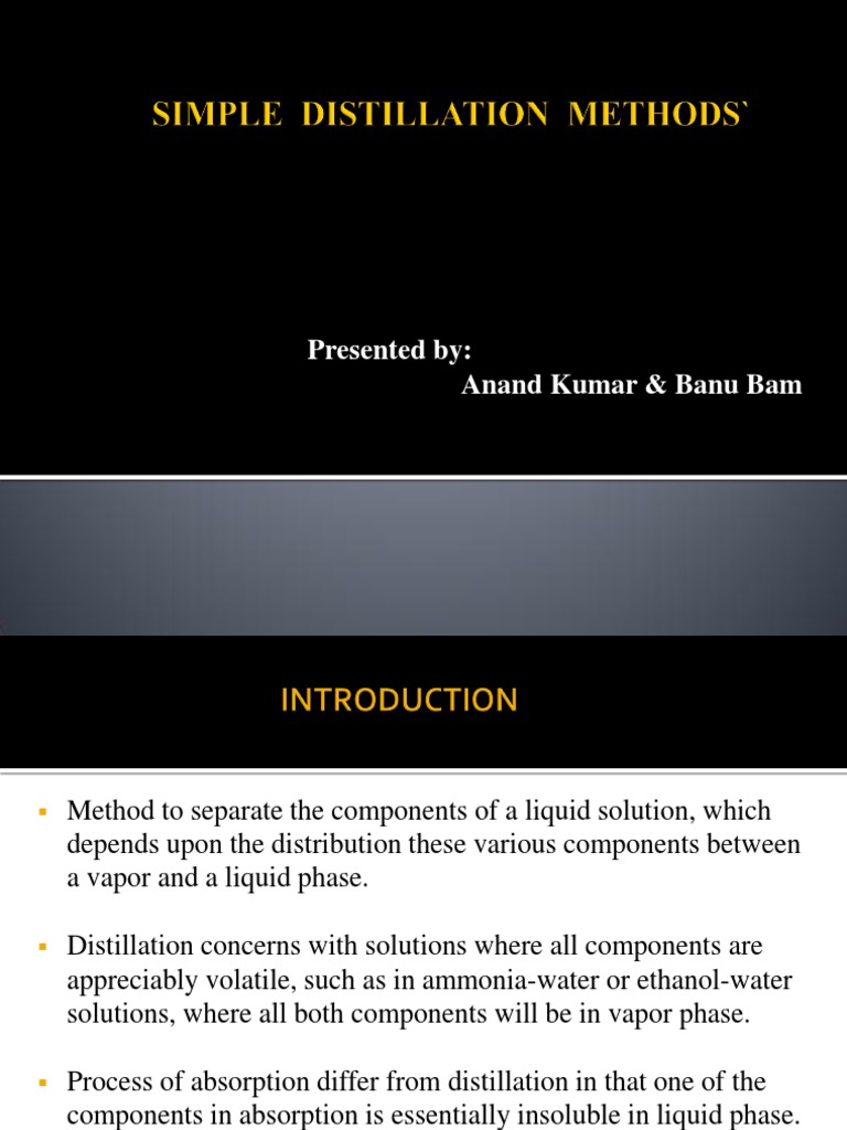 Distillation and Absorption Methods Explained | PDF | Science ...
