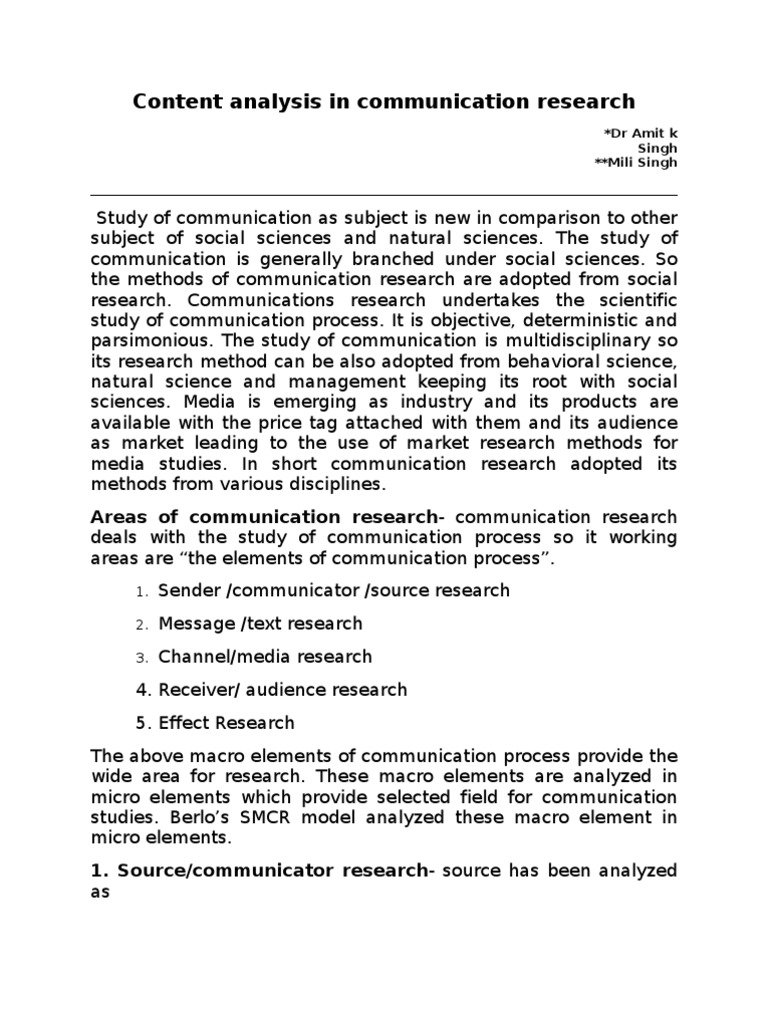 standardized content analysis in communication research