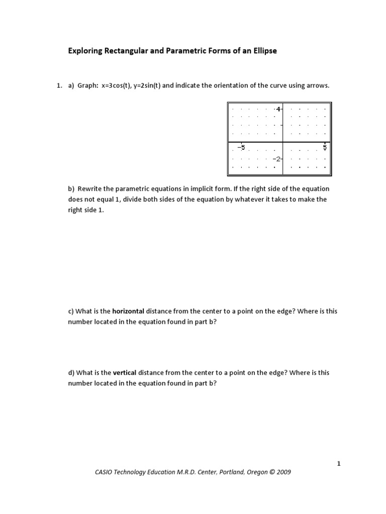 102 Trig EllipseParametricForm | PDF