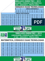 I Simulado Fbe Enem 2013 - Gabarito - 2 - Dia Prova Azul PDF