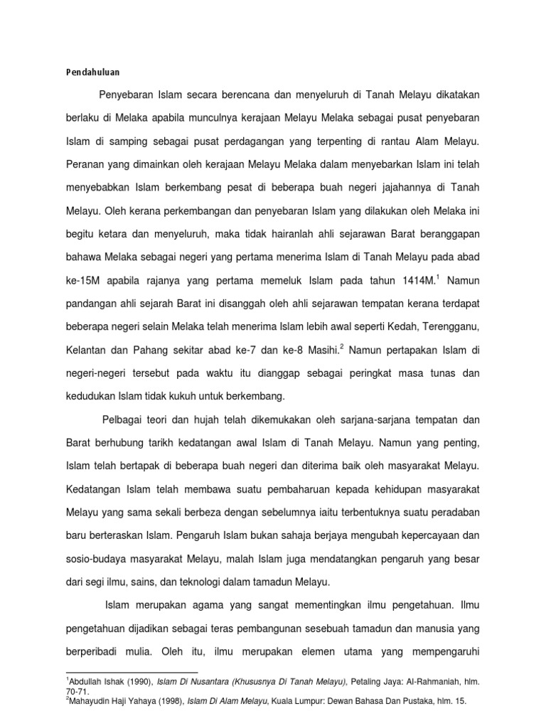 Pengaruh Islam Dalam Tamadun Melayu  PDF