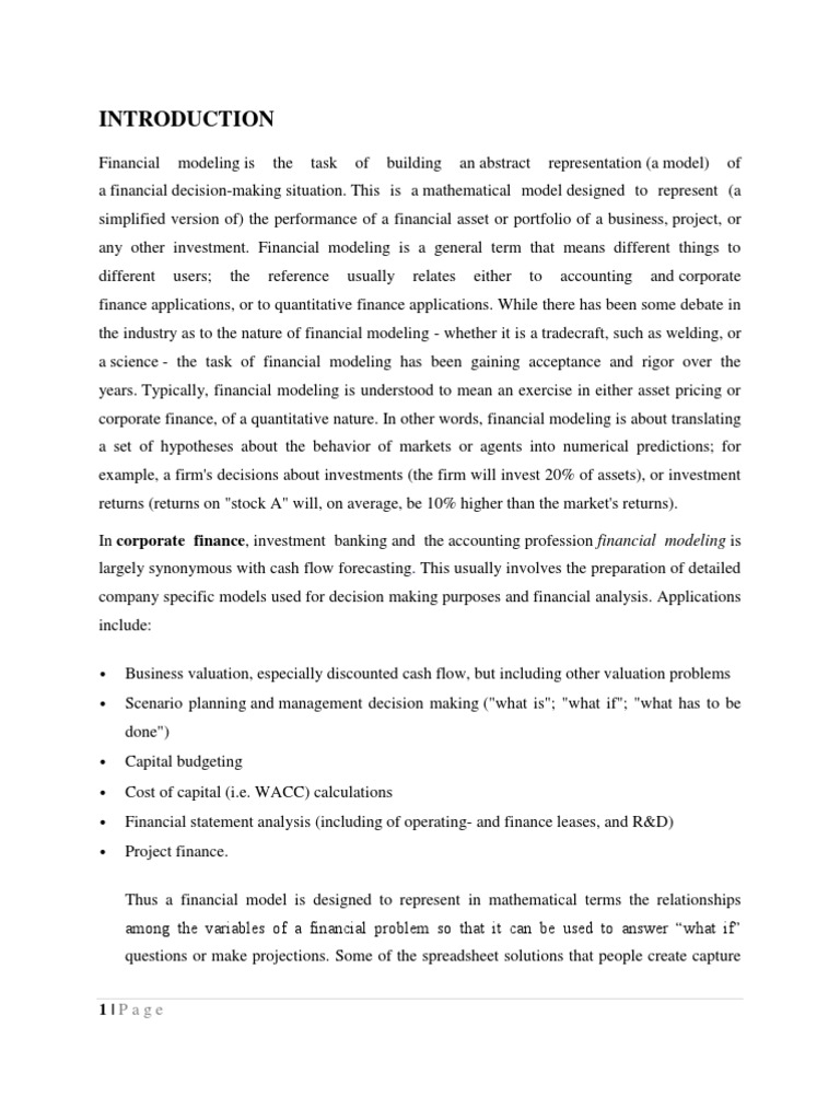 Financial Modeling Pdf Financial Modeling Business Economics