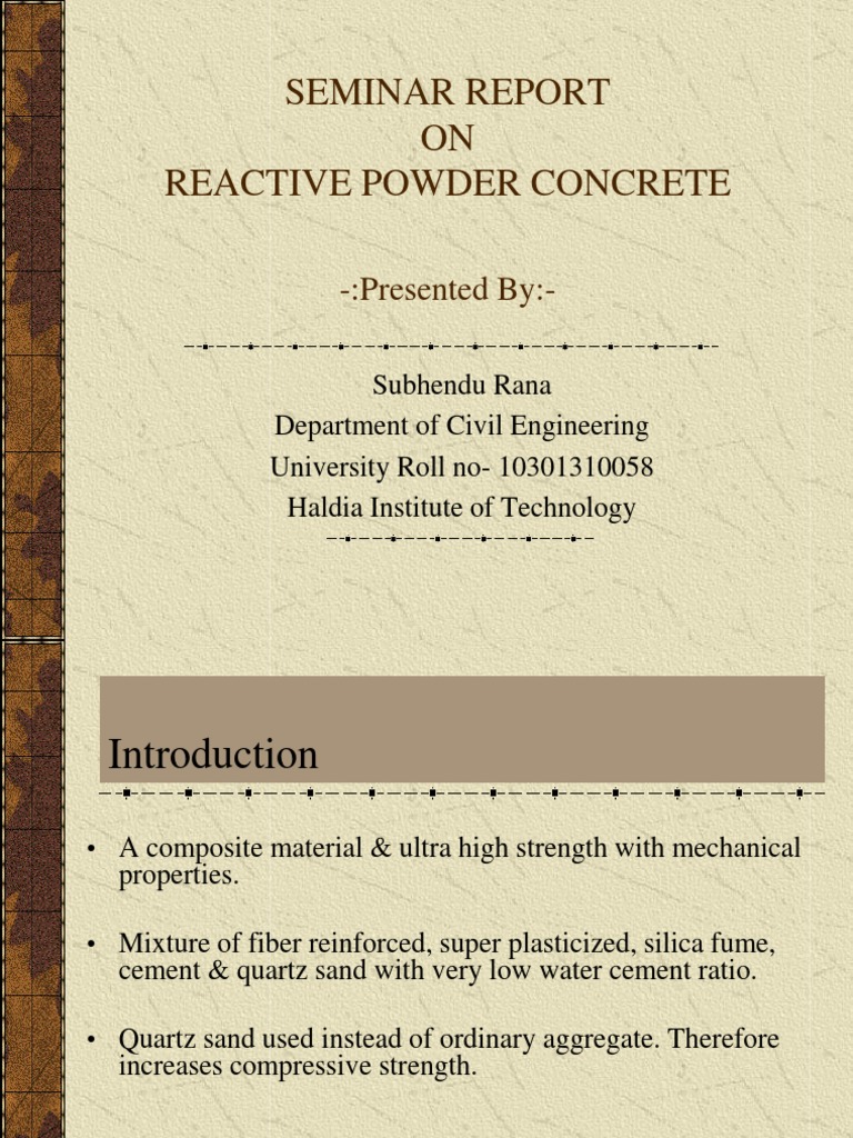 Reactive Powder Concrete Overview | PDF | Strength Of Materials | Concrete