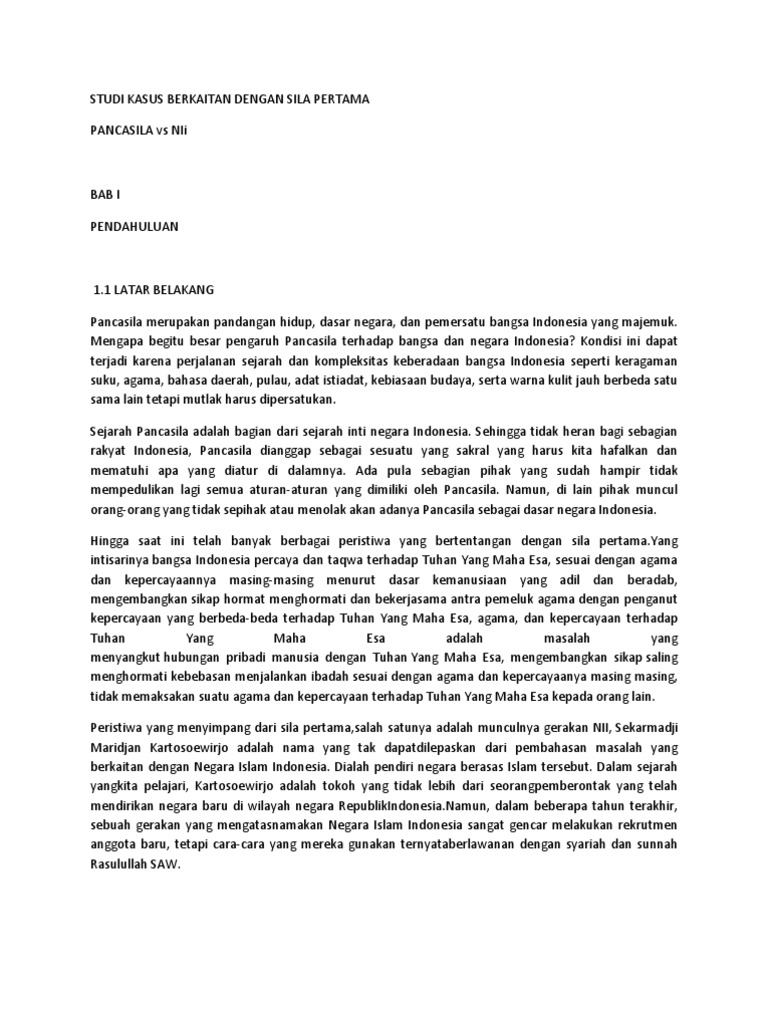 Studi Kasus Berkaitan Dengan Sila Pertama