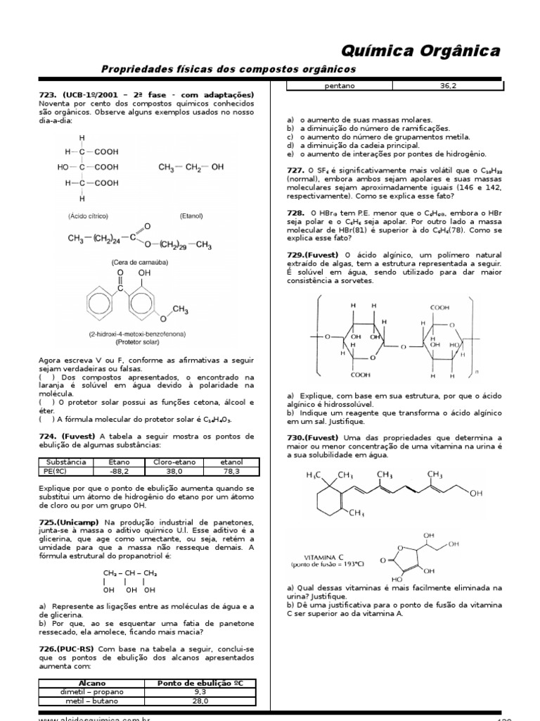 44-Propriedades Físicas Dos Compostos Orgânicos | PDF | Força ...
