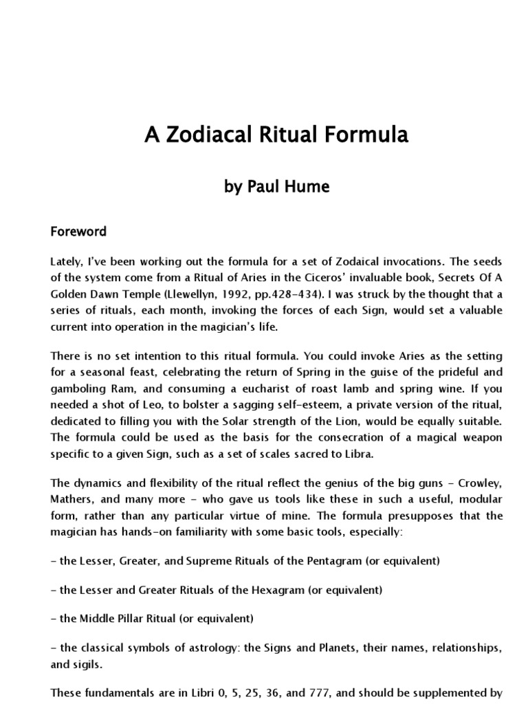 Zodiacal Invocation Rituals Guide | PDF | Magic (Paranormal ...