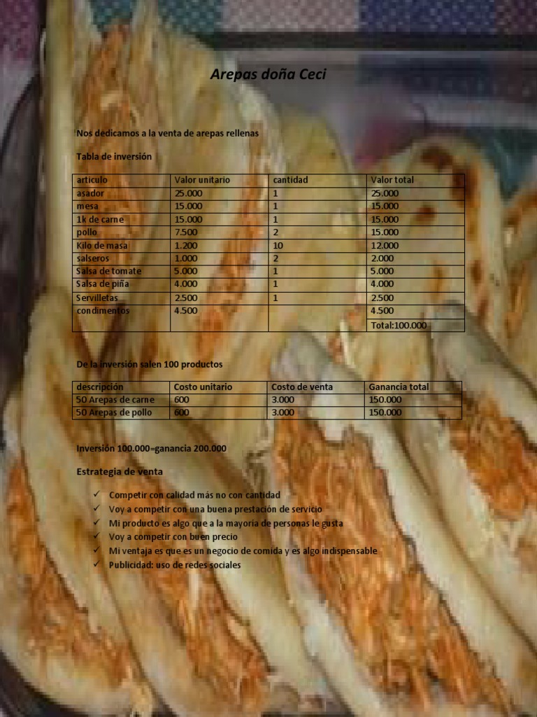 Arepas Doña Ceci PDF Alimentos Cocina