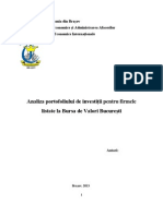 Analiza Portofoliului de Investiții Pentru Firmele Listate La Bursa de Valori București