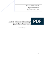 Analysis of Factors Influencing Fantasy Quarterback Points Scored 