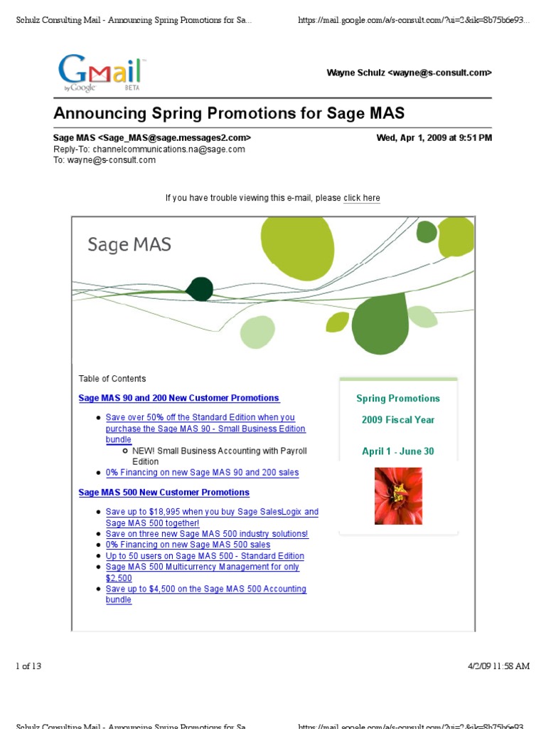 MAS90 Spring 2009 MAS200 Promotions | PDF | Subscription Business Model ...