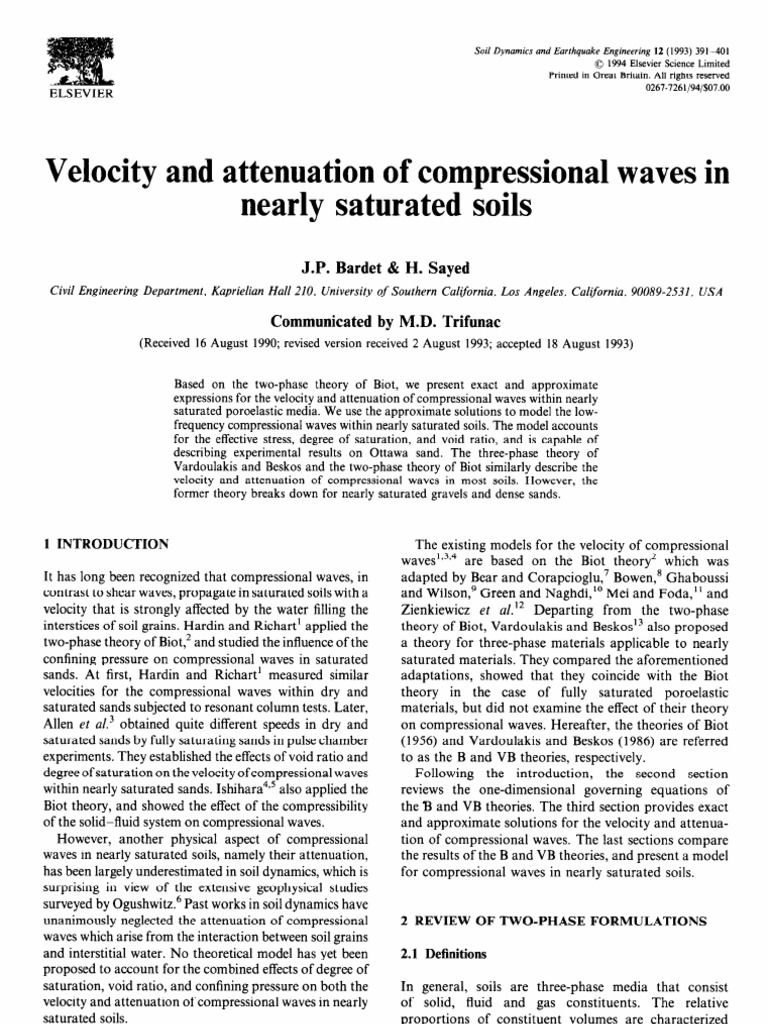 Velocity and Attenuation of Compressional Waves in Nearly Saturated ...