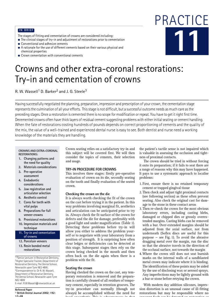 11-Try-In and Cementation of Crowns | PDF | Dental Composite ...