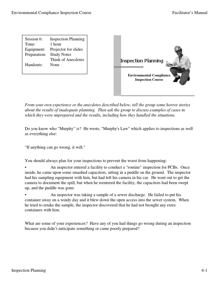 Inspection Planning: Environmental Compliance Inspection Course | PDF ...